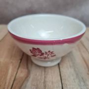 Small antique dining set bowl in earthenware with pink floral decoration – retro charm