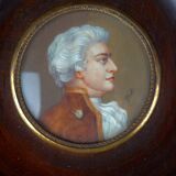 Miniature gouache portrait, 19th century, of an aristocratic man in profile