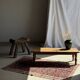 Four-legged stool in antique teak from Indonesia H 50 L 52