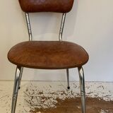 Chaise vintage en skaï marron