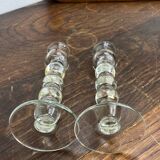 Pair of blown glass candlesticks