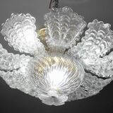 Charming transparent Murano glass leaf ceiling light or chandelier, 1970s