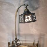 polished coppery brass art deco desk lamp numbered 3kg