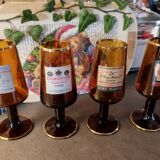 Set 4 amber advertising glasses 1970