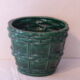Green enamelled ceramic diramic pot cache signed b. Letalle, Saint Clement, France, numbered 4086.00, basket model, old