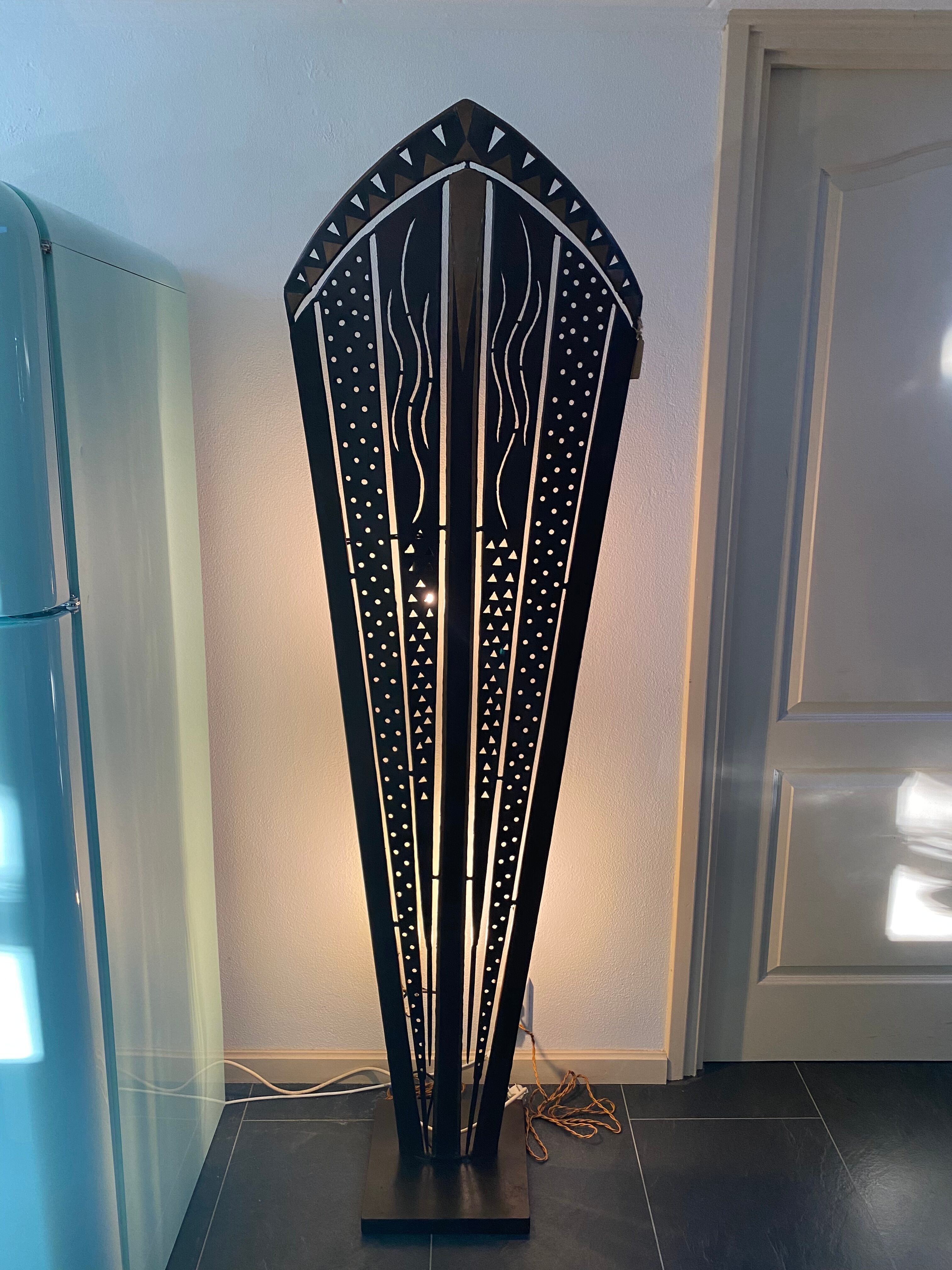 Art deco Cooper brass floor lamp