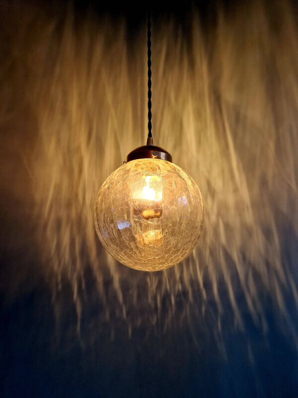 Suspension en verre craquelé transparent, années 1970