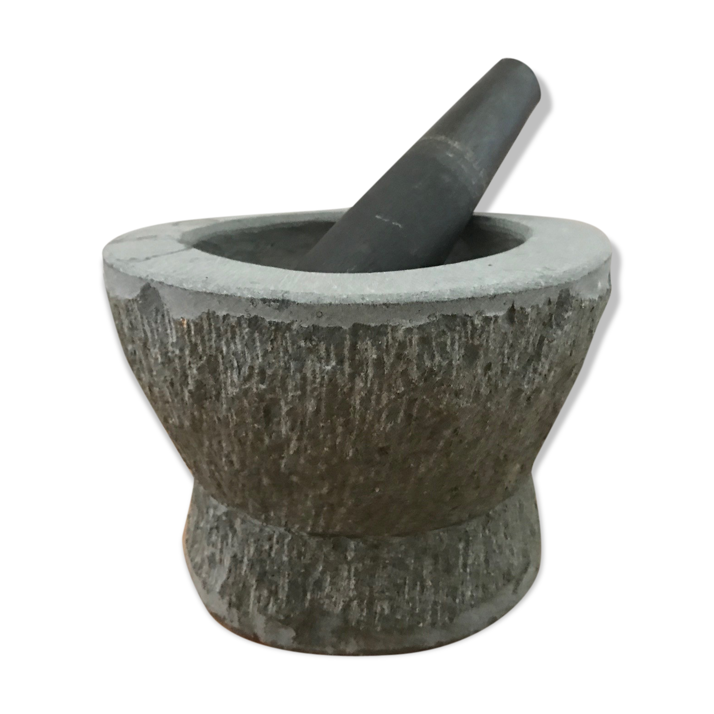 very large blue stone mortar