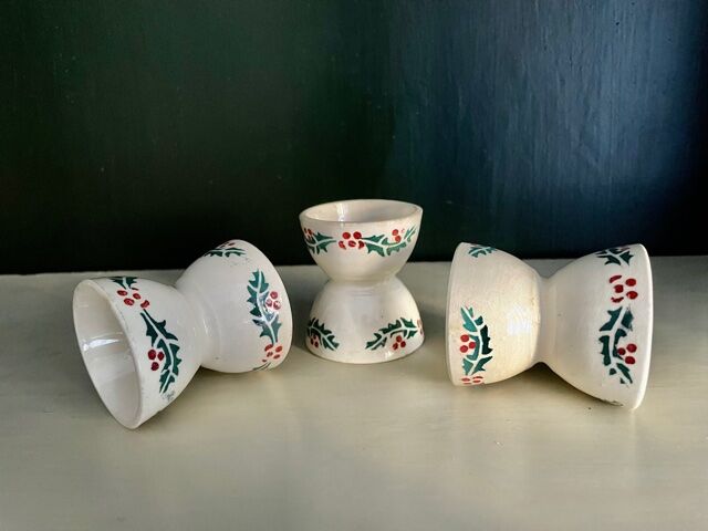 Set de 3 coquetiers en faïence vers 1900