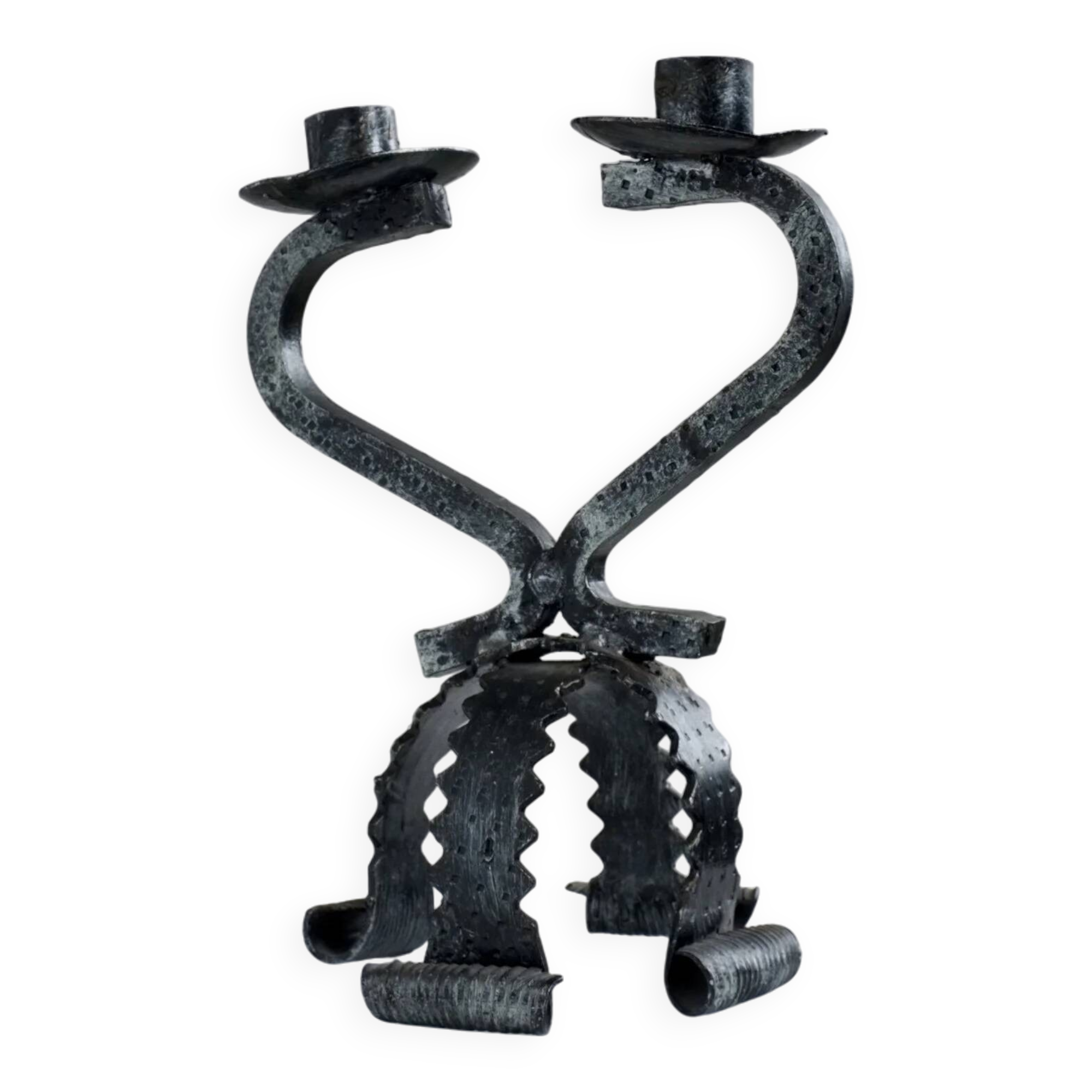 Brutalist sculptural iron candle holder | Netherlands | 1970s