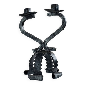 Brutalist sculptural iron candle holder | Netherlands | 1970s