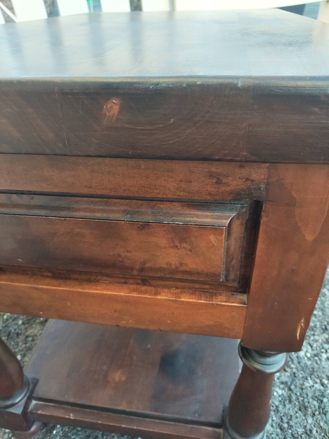 Antique solid wood side table with drawer