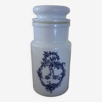 small blue apothecary jar