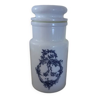 small blue apothecary jar