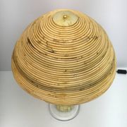 Pair of Hollywood Regency Rattan and Brass Cactus Lamps, Italy, 1990s