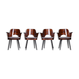 Ensemble de quatre fauteuils en hêtre du milieu du siècle par Oswald Heardtl Tchéquie années 1950