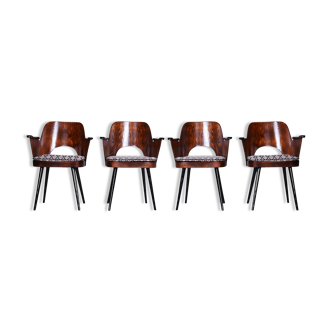 Set of four mid-century beech armchairs By Oswald Heardtl Czechia 1950s