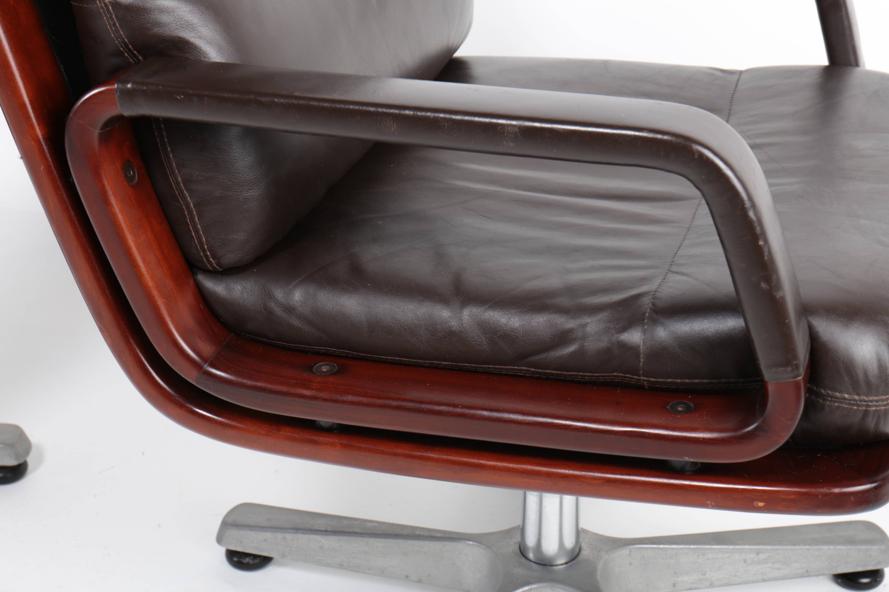 Pair of leather visitor armchairs by Eugen Schmidt