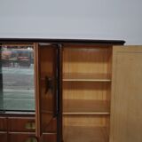 Mahogany pear tree, brass & glass top drawers sideboard from f.lli rigamonti desio, milan, 1940s