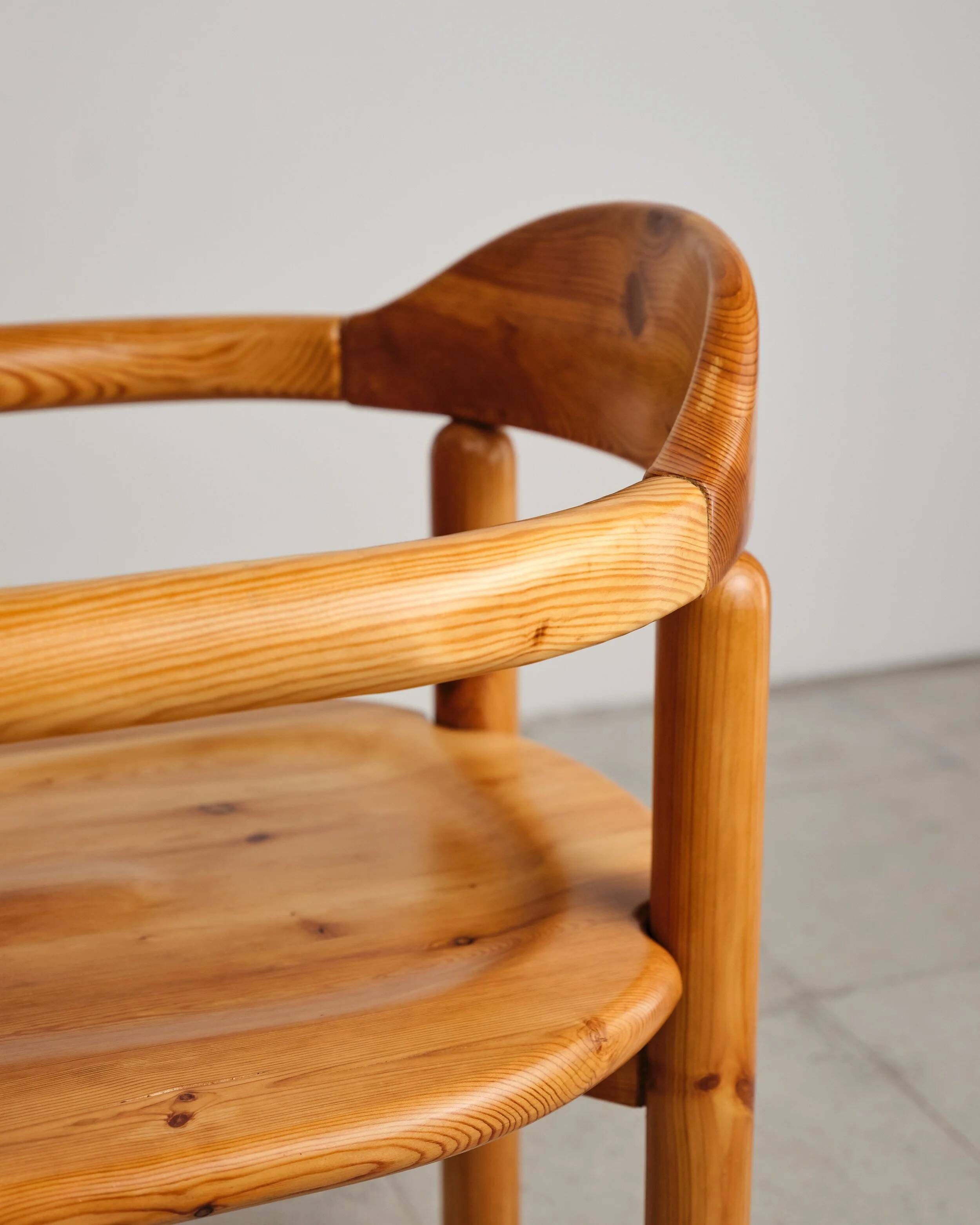 Brutalist table and 6 chairs, Rainer Daumiller, Denmark, 1970s.