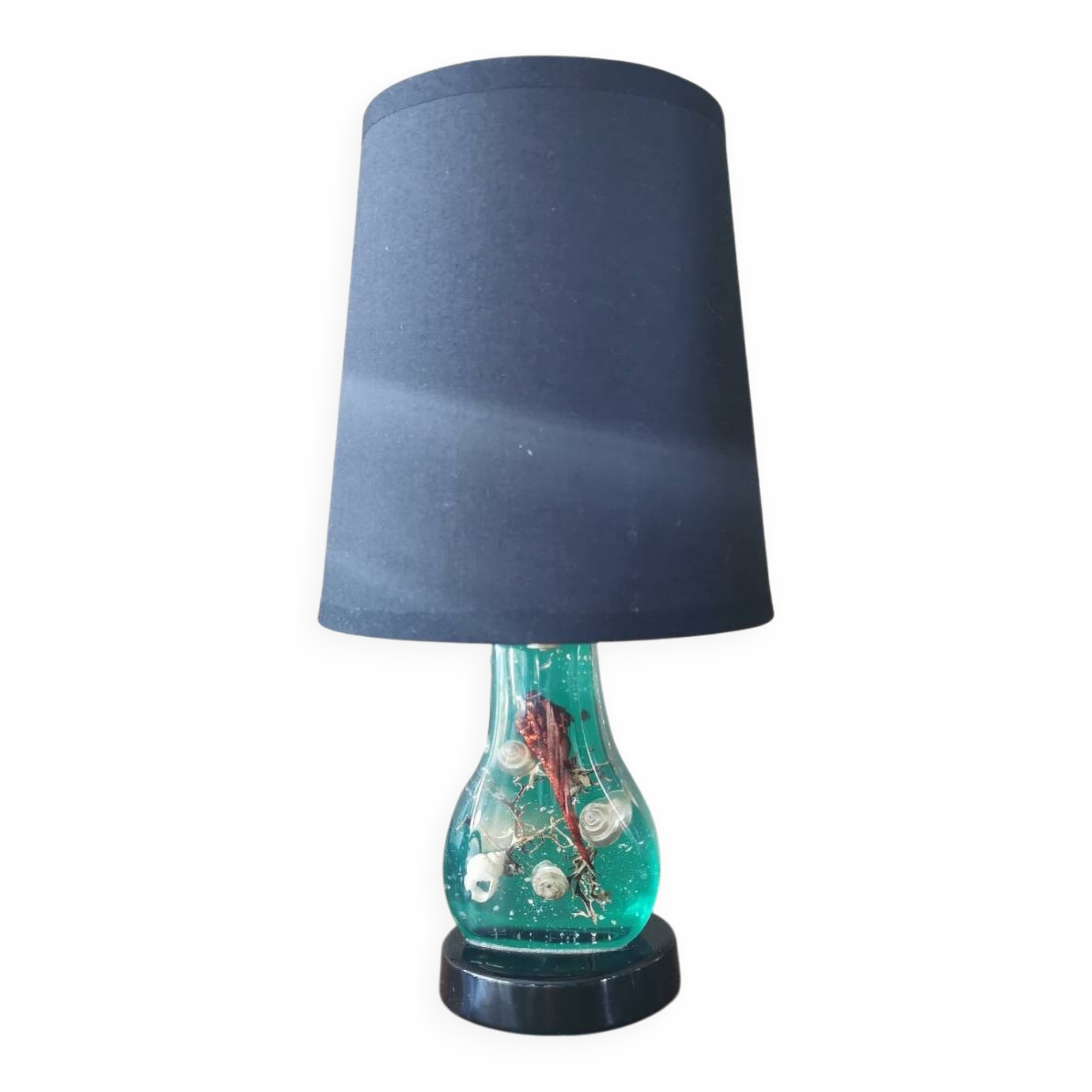 Vintage resin inclusion lamp curiosity cabinet