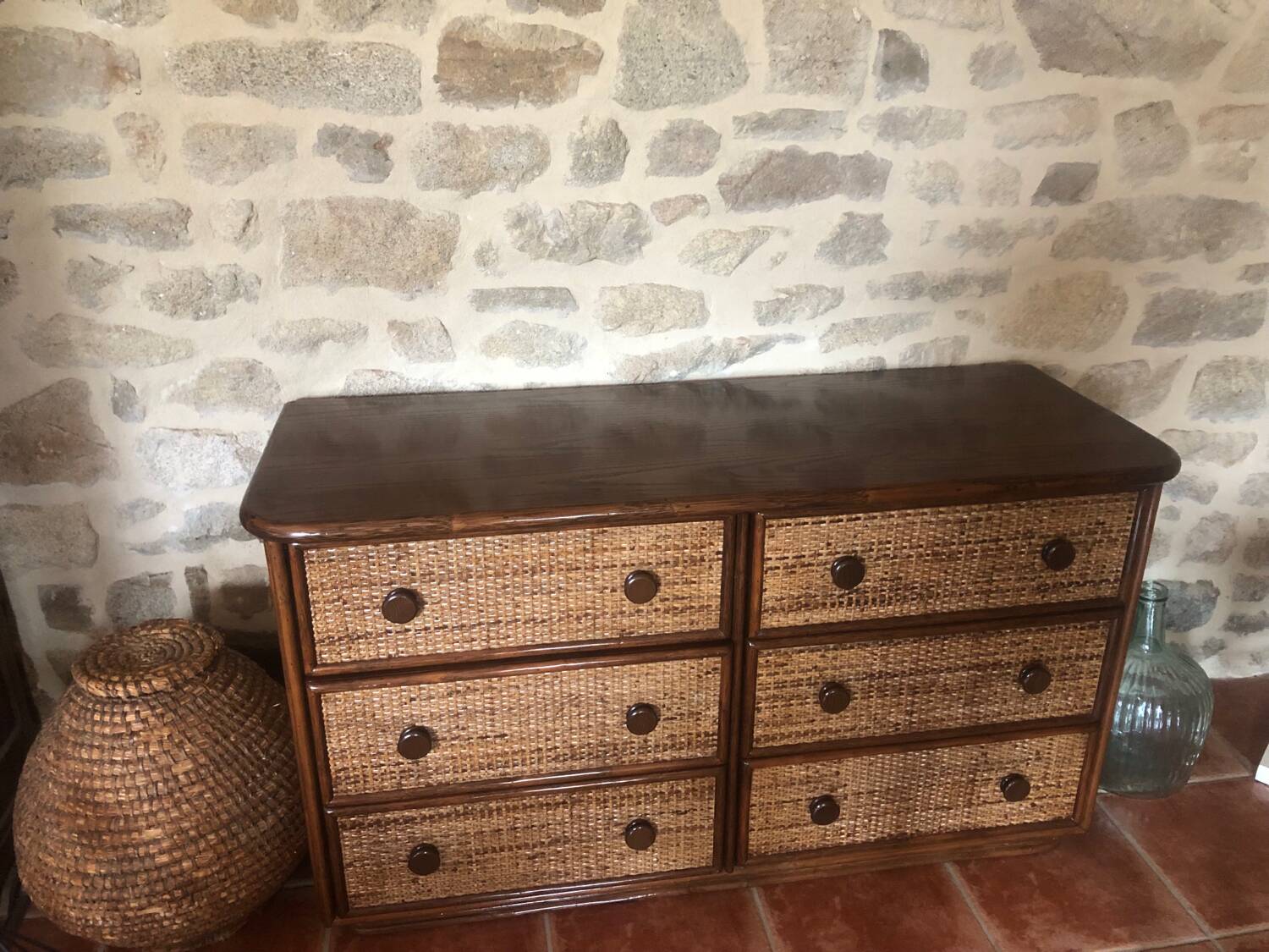 Rattan chest of drawers