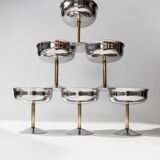 Set of 6 Vintage Champagne Bowls: Argent Stainless Steel with Golden Stem – Italian 1970s Retro Tableware