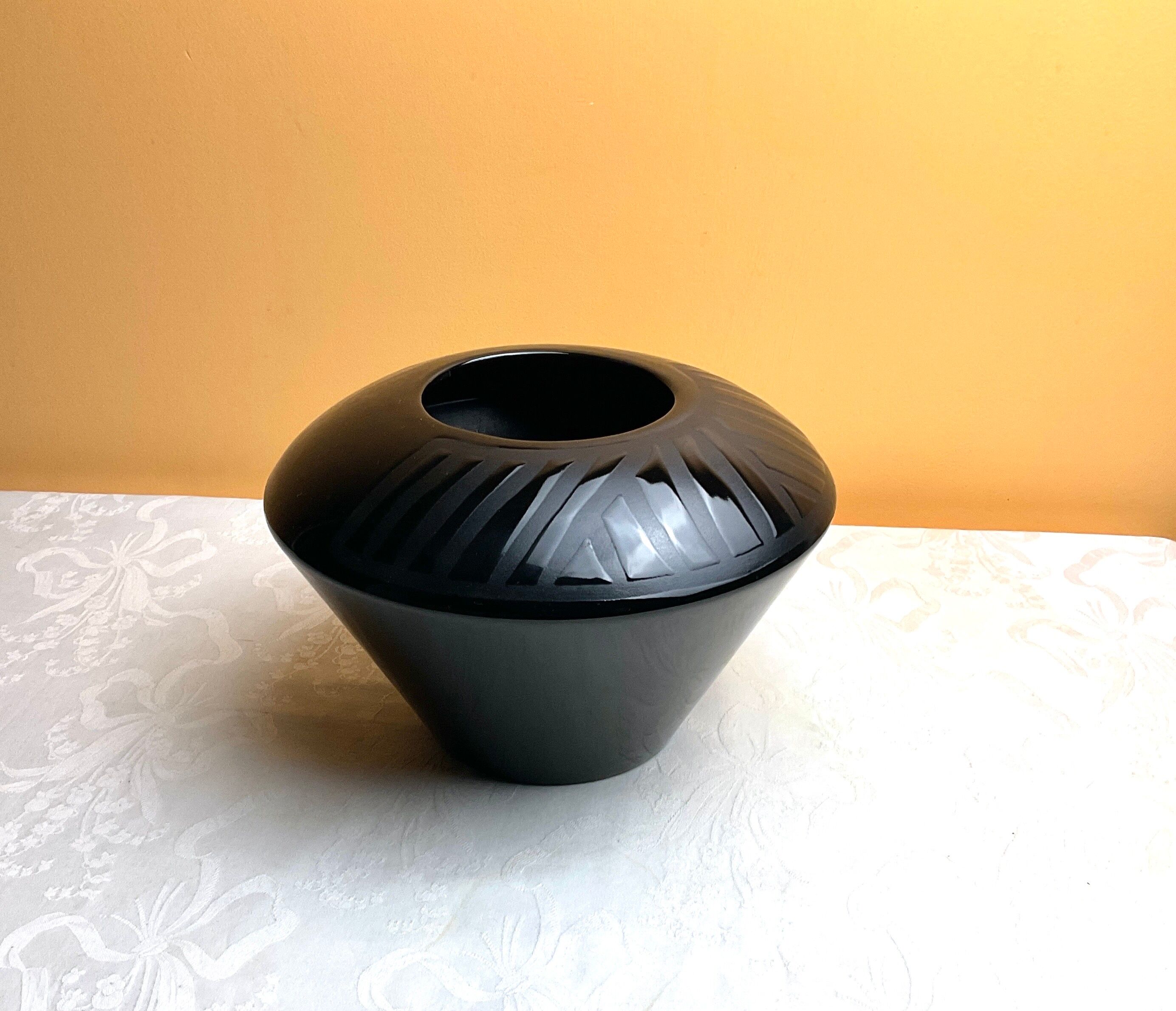 Black ethno-style vase