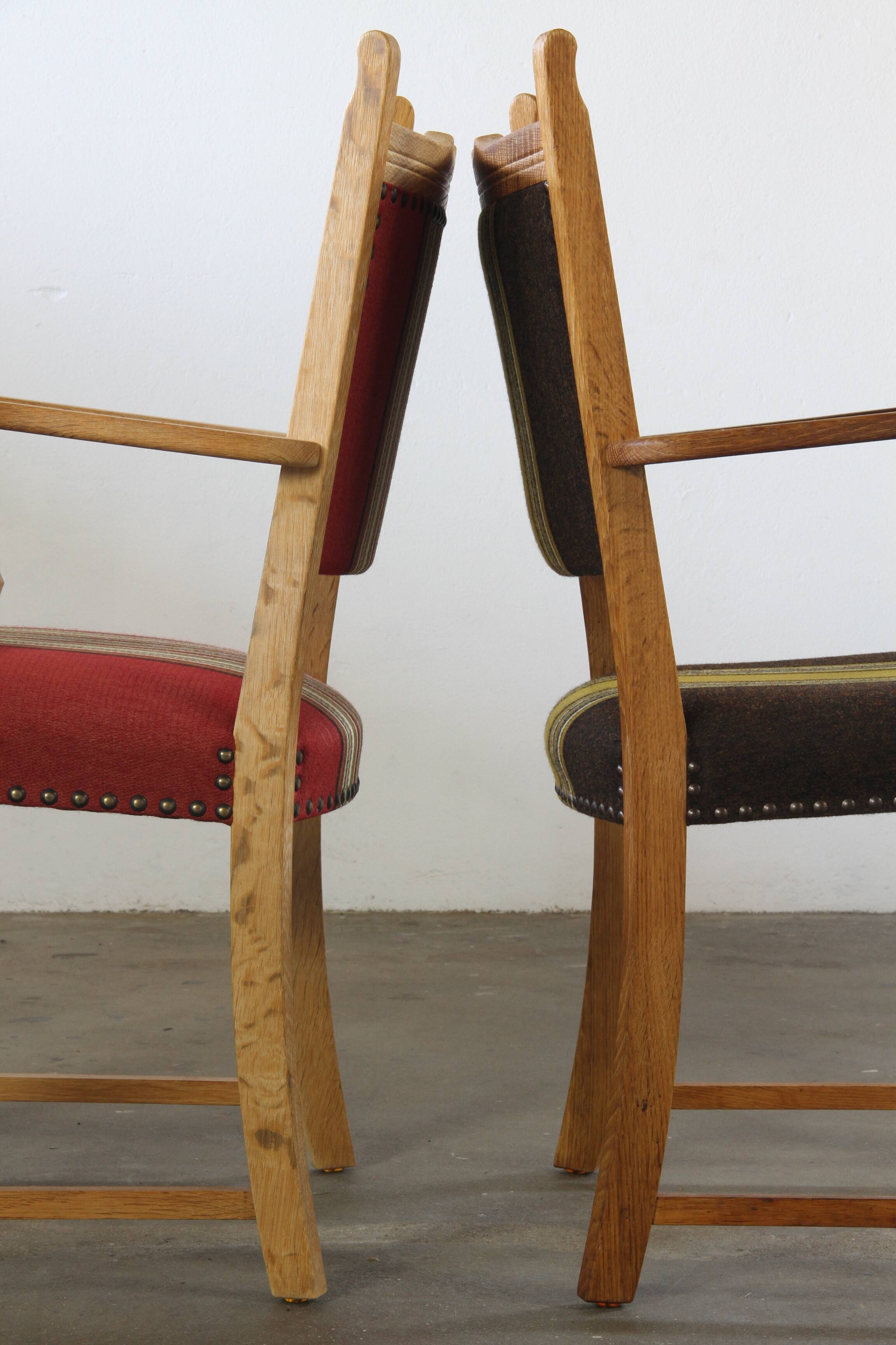 Vintage Pair of Danish Brutalist Armchairs, Henning Kjærnulf Style, 1960s