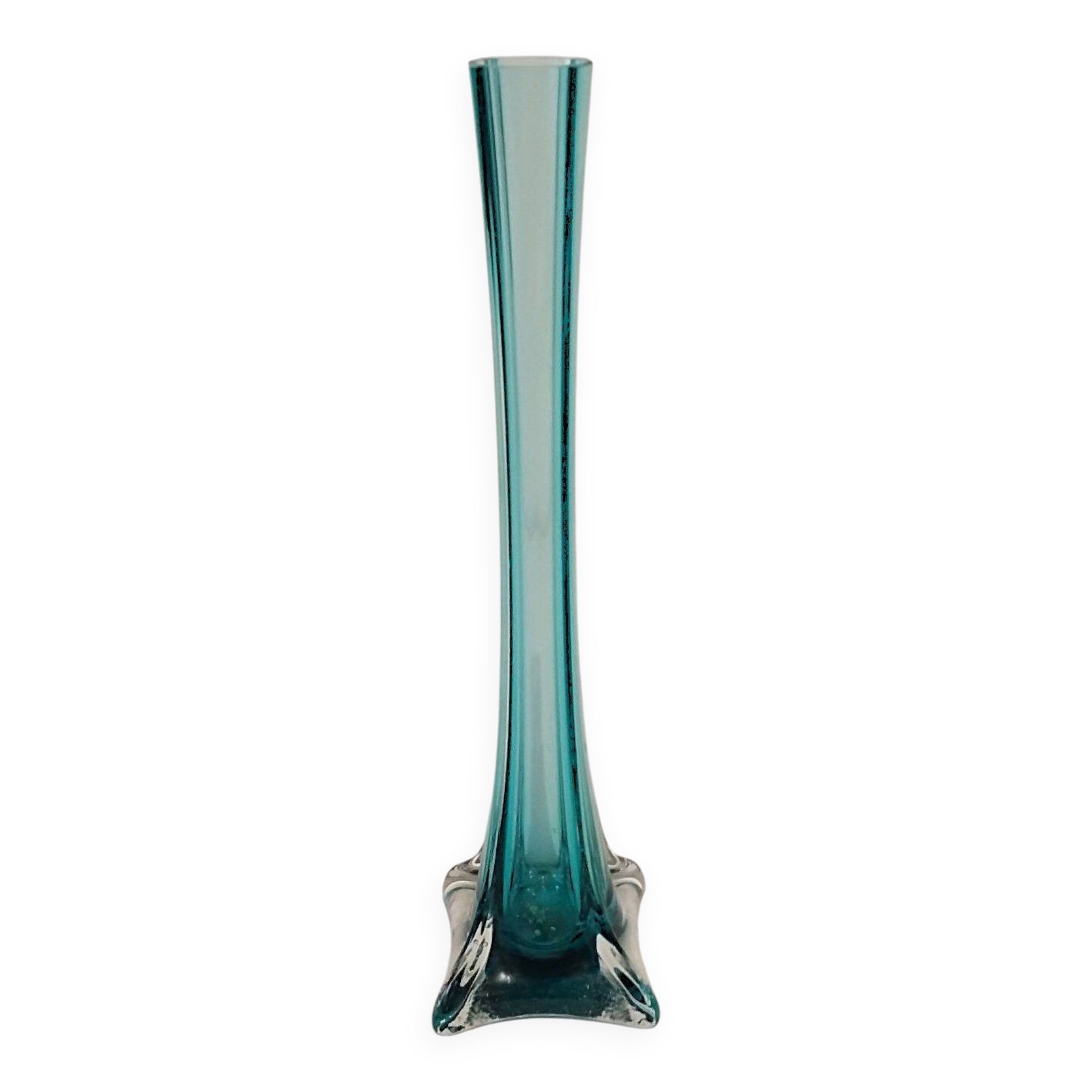 Blue colored glass soliflore vase