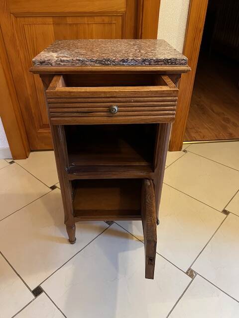 Table de chevet bois et marbre