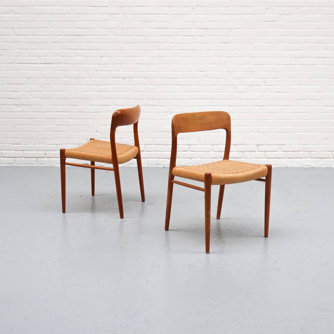 Niels Möller Model 75 Paper Cord Dining Chairs