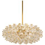 Dazzling chandelier, brass and crystal glass by Kinkeldey, Germany, 1970s.