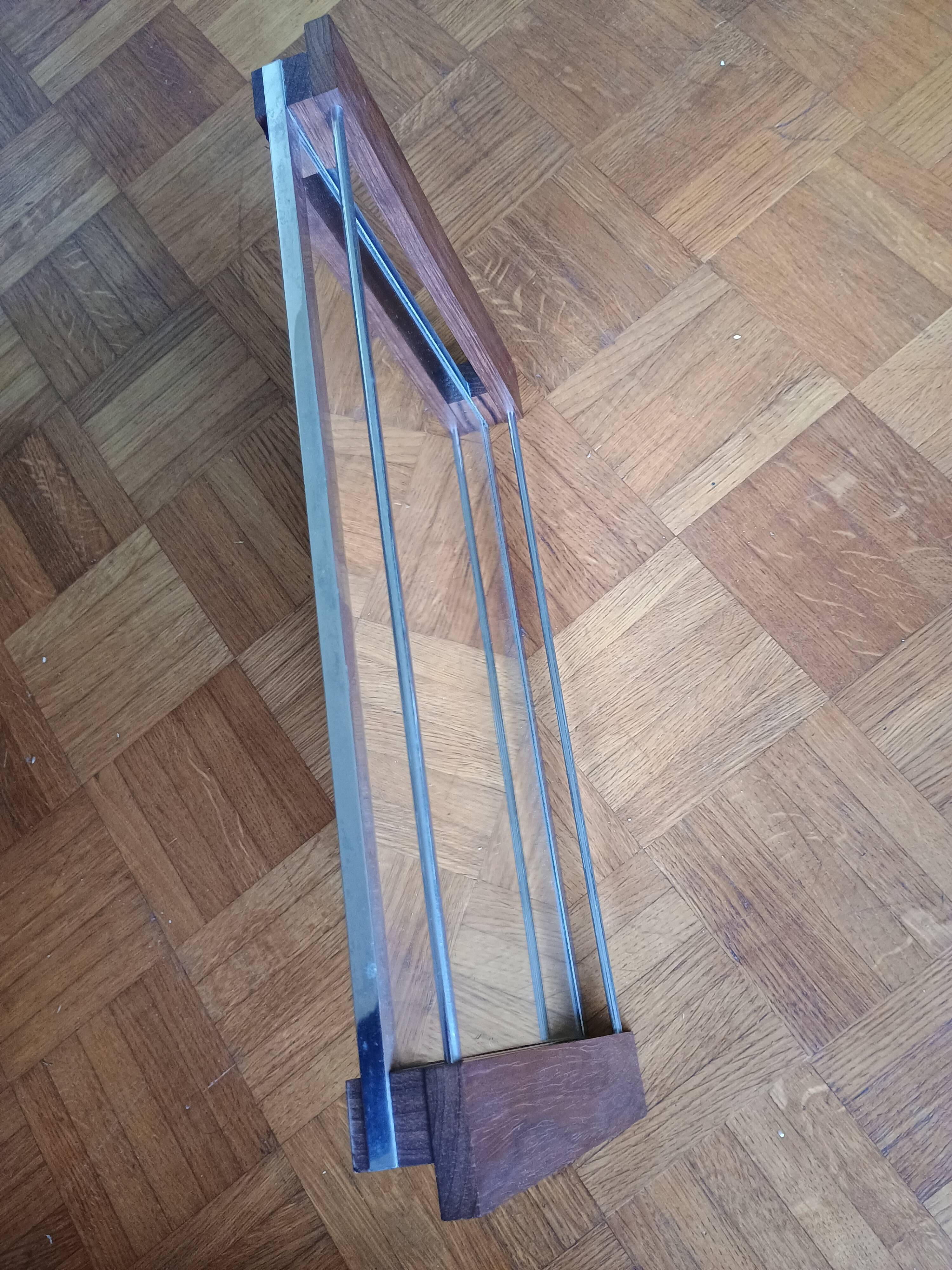 Modern tray - glass and rosewood - vintage