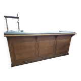 Oak tavern counter with pewter top and tubs