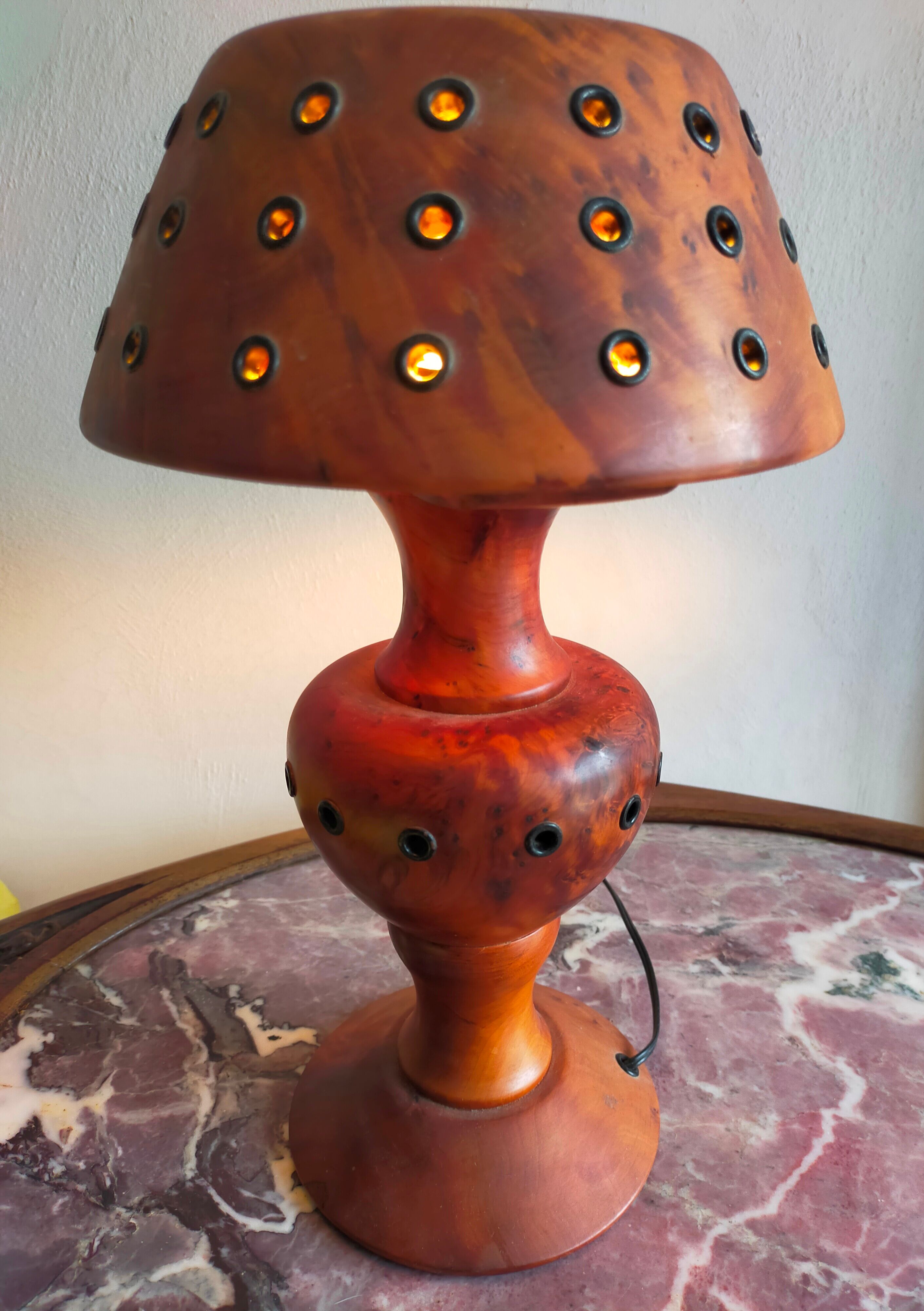 Olive wood lamp