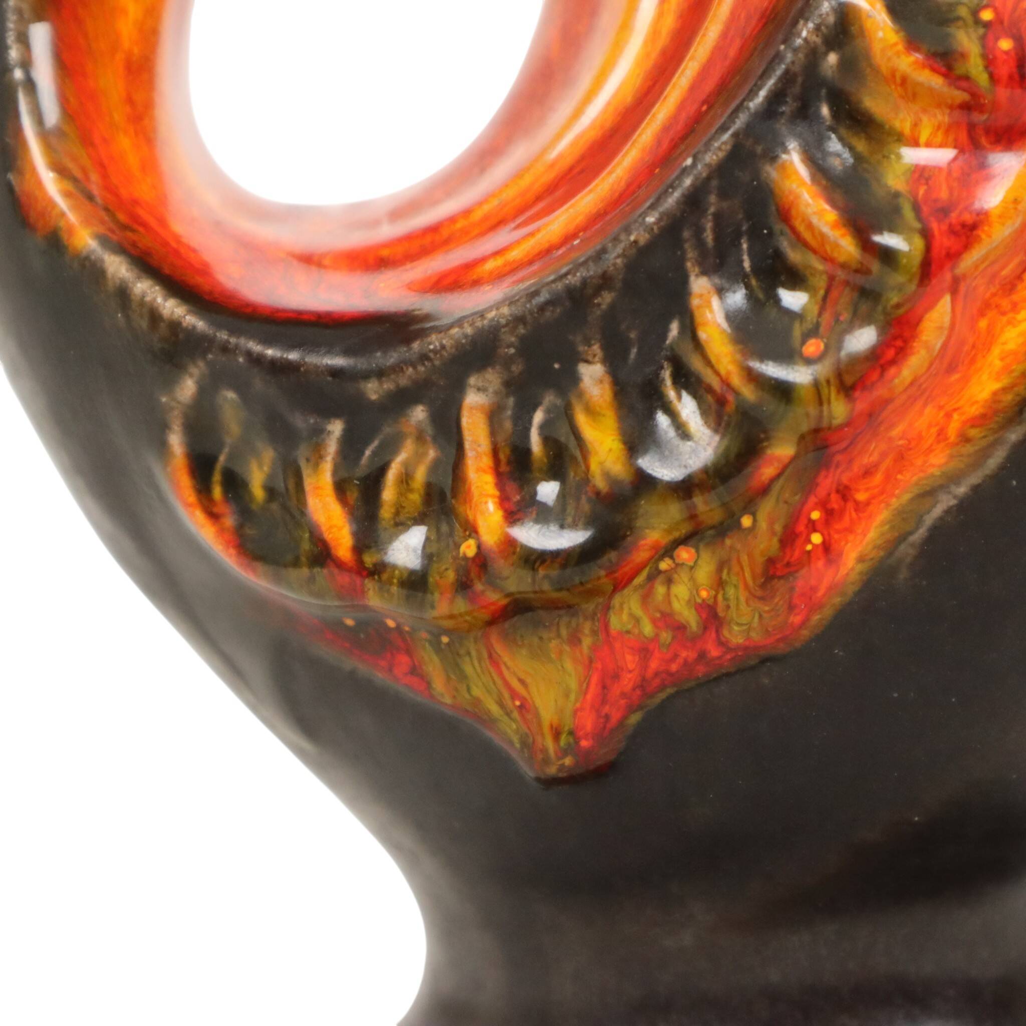 Rare Orange Fat Lava Vase West Germany Walter Gerhards 26cm