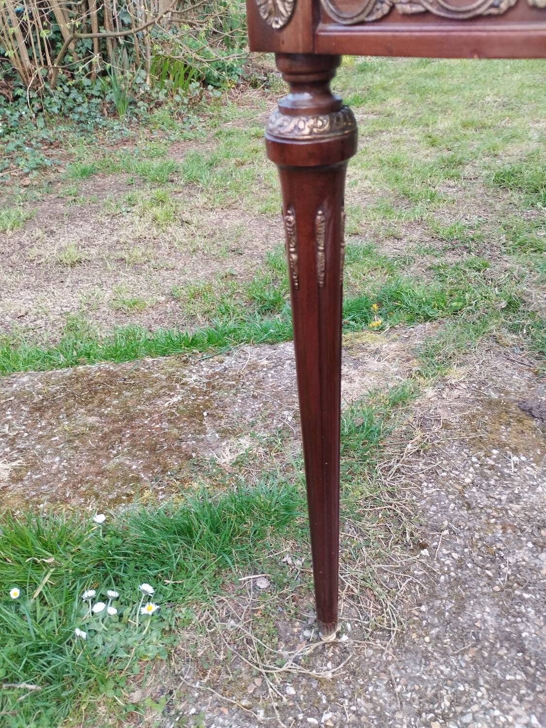 Console ancienne style louis xvi avec plateau marbre