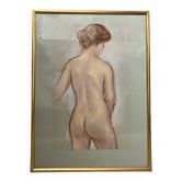 Le Falher (Lionel), Pastel female nude framed 20th century