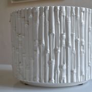 Ceramic cache pot in bamboo style, Italy 1980, Hollywood Regency.