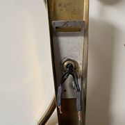 Brass and white opaline "Tulip" wall lights 1950