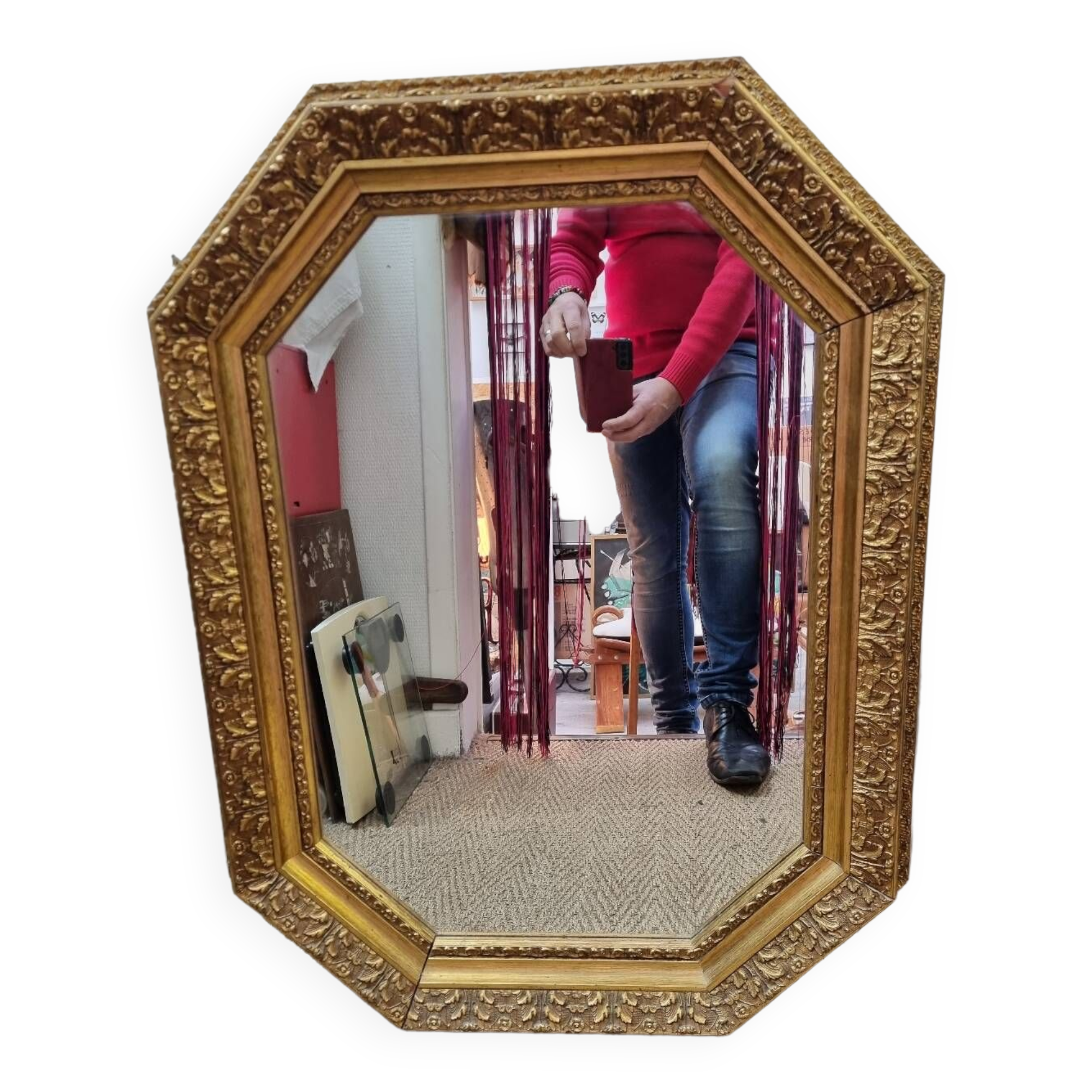 Golden wooden mirror 85X62cm