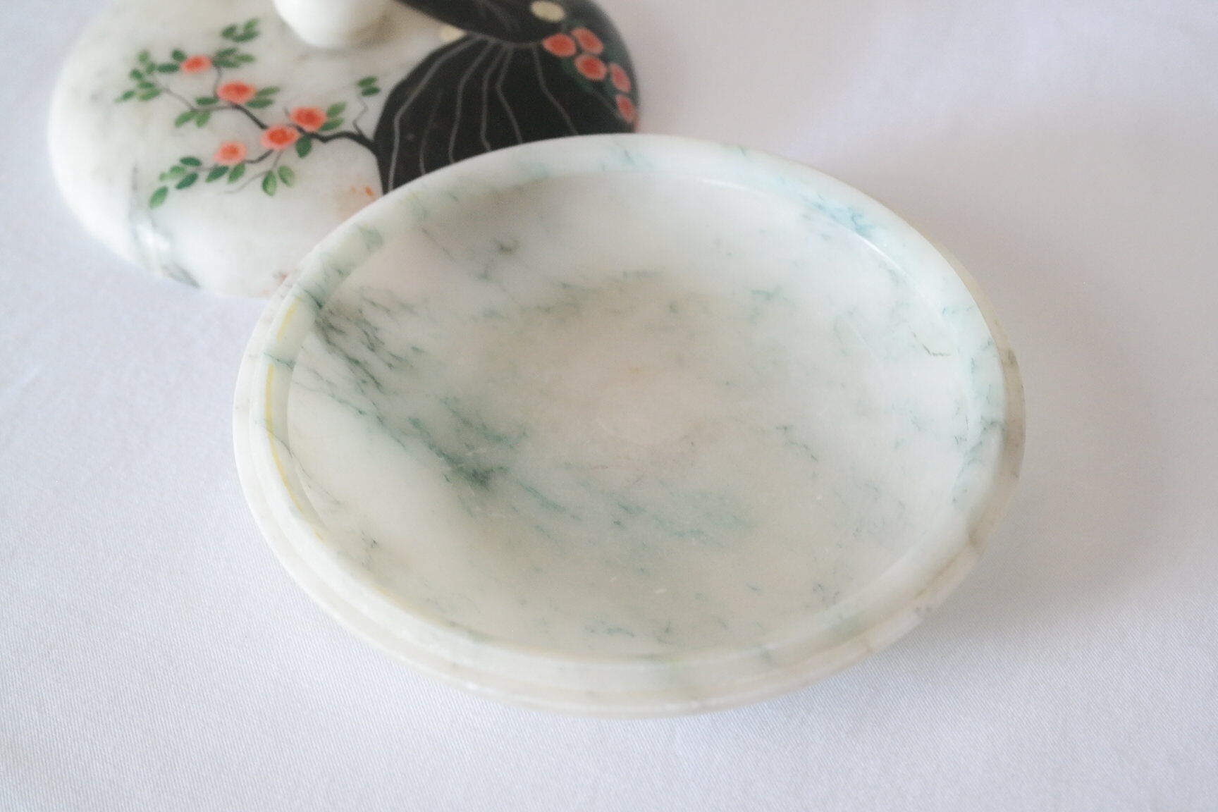Hand-painted art deco round box