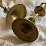 Solid brass candle holder with engraved patterns