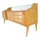 Buffet/commode italienne des années 1960 en finition brillante avec plateau et étagère en verre