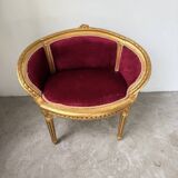 Fauteuil bois doré et velours rouge Louis XVI
