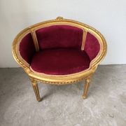Louis XVI gilt wood and red velvet armchair