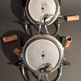 Pair of two-armed silver-plated bronze wall lights from Maison Charles, 1960.