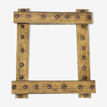 Miroir brutaliste 1970 vintage - 49x44cm