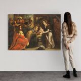 Tableau religieux Adoration des Mages du XVIIIe siècle